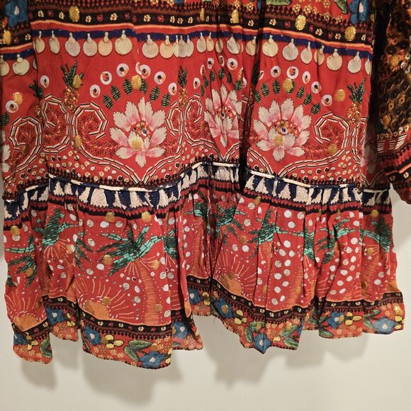 Farm Rio Tropical Shine Dress XL Boho CELEBRITY Party Balloon Sleeve Resort Vaca - Picture 16 of 16